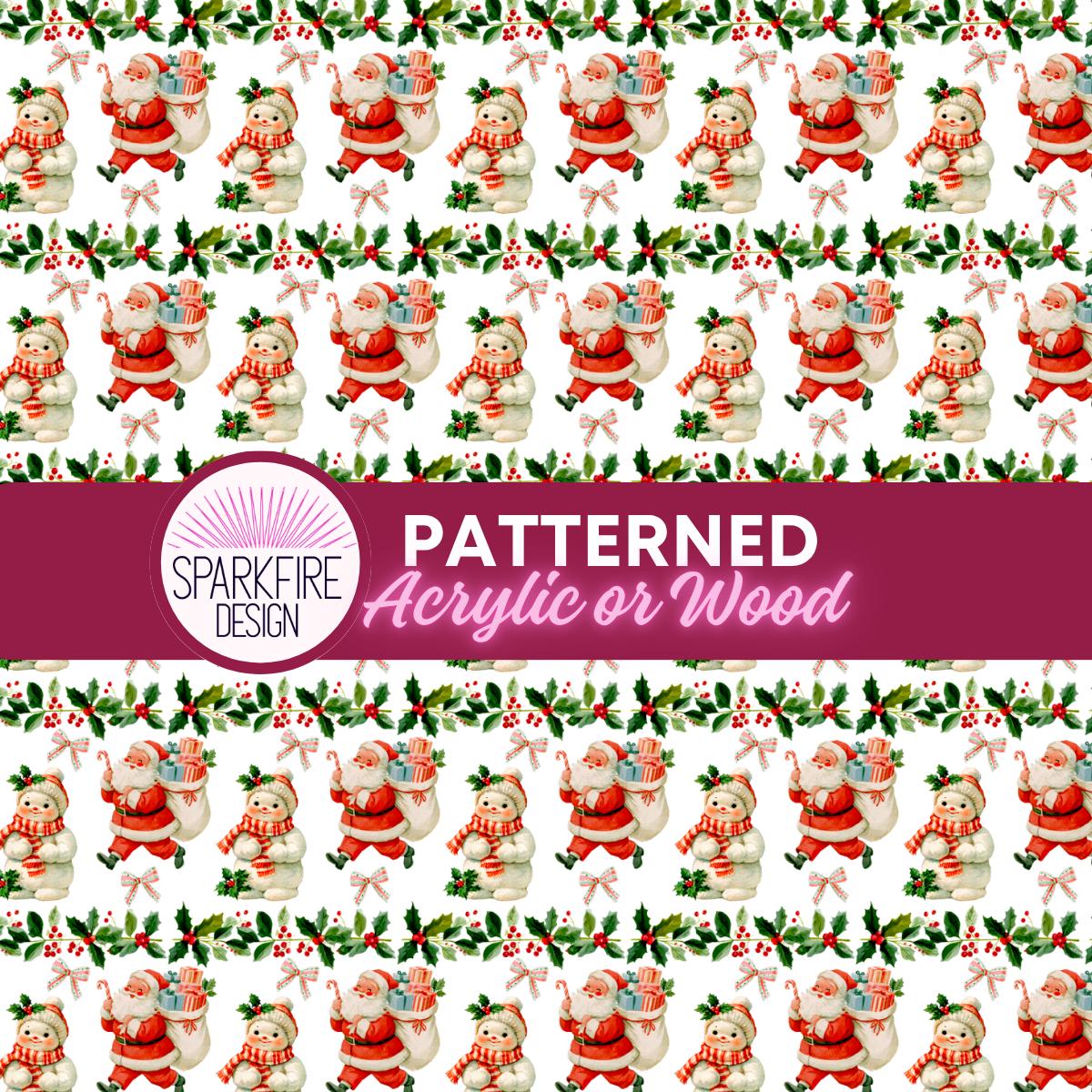 Christmas Patterned Acrylic Sheet, Santa Snowman Laser Cut Blank