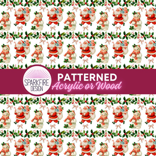 Christmas Patterned Acrylic Sheet, Santa Snowman Laser Cut Blank