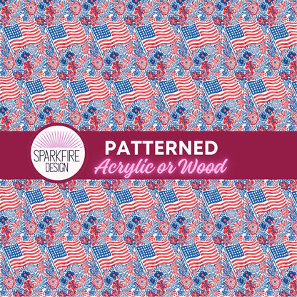 USA Flag Patterned Acrylic Sheets – 4th of July Decor | Red White Blue Laser Cut Acrylic Patterned Cast Acrylic, Flex and Wood for Lasers