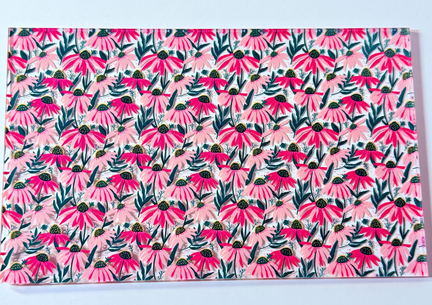 Pink Daisies Acrylic - Patterned Acrylic Sheet for Laser Cutting & Floral Jewelry Making