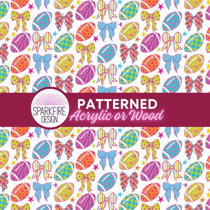 Pastel Girly Flag Football Patterned Acrylic Sheet, Pastel Laser Cut Blank Material