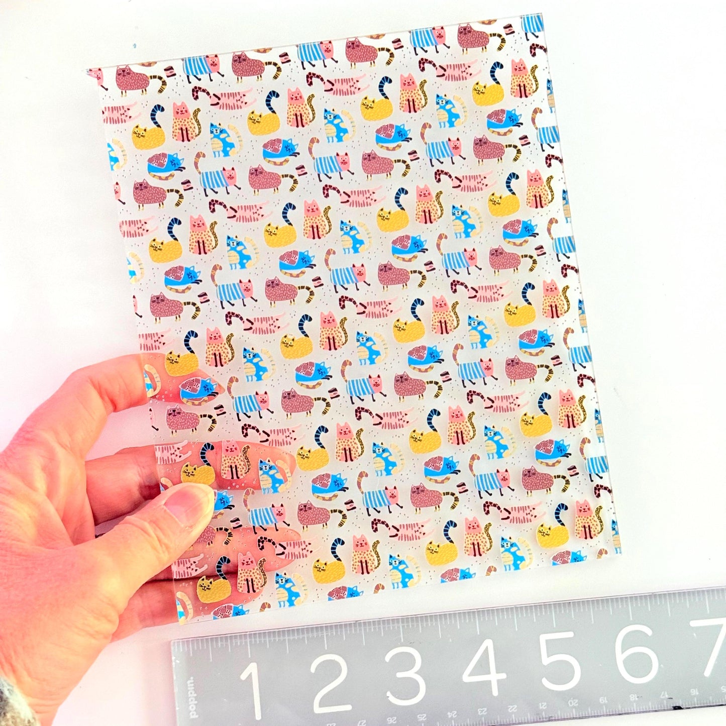 Patterned Acrylic Sheet - Clear 1/8 Inch Pastel Cat Design for Laser Cutting Patterned Cast Acrylic, Flex and Wood for Lasers