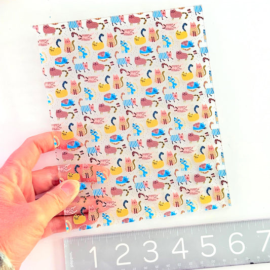 Patterned Acrylic Sheet - Clear 1/8 Inch Pastel Cat Design for Laser Cutting Patterned Cast Acrylic, Flex and Wood for Lasers