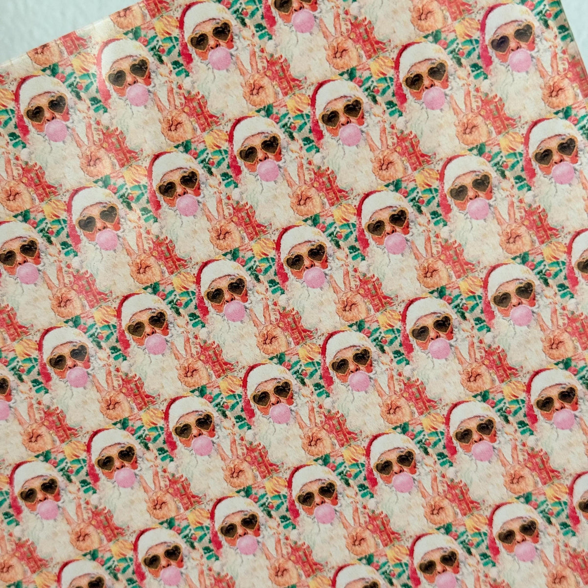 Santa Christmas Patterned Cast  White Core Acrylic, Patterned Acrylic Sheet,  Acrylic for Lasers, Christmas Acrylic, Santa Claus