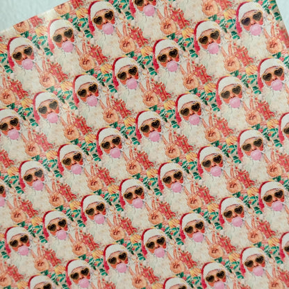 Santa Christmas Patterned Cast  White Core Acrylic, Patterned Acrylic Sheet,  Acrylic for Lasers, Christmas Acrylic, Santa Claus