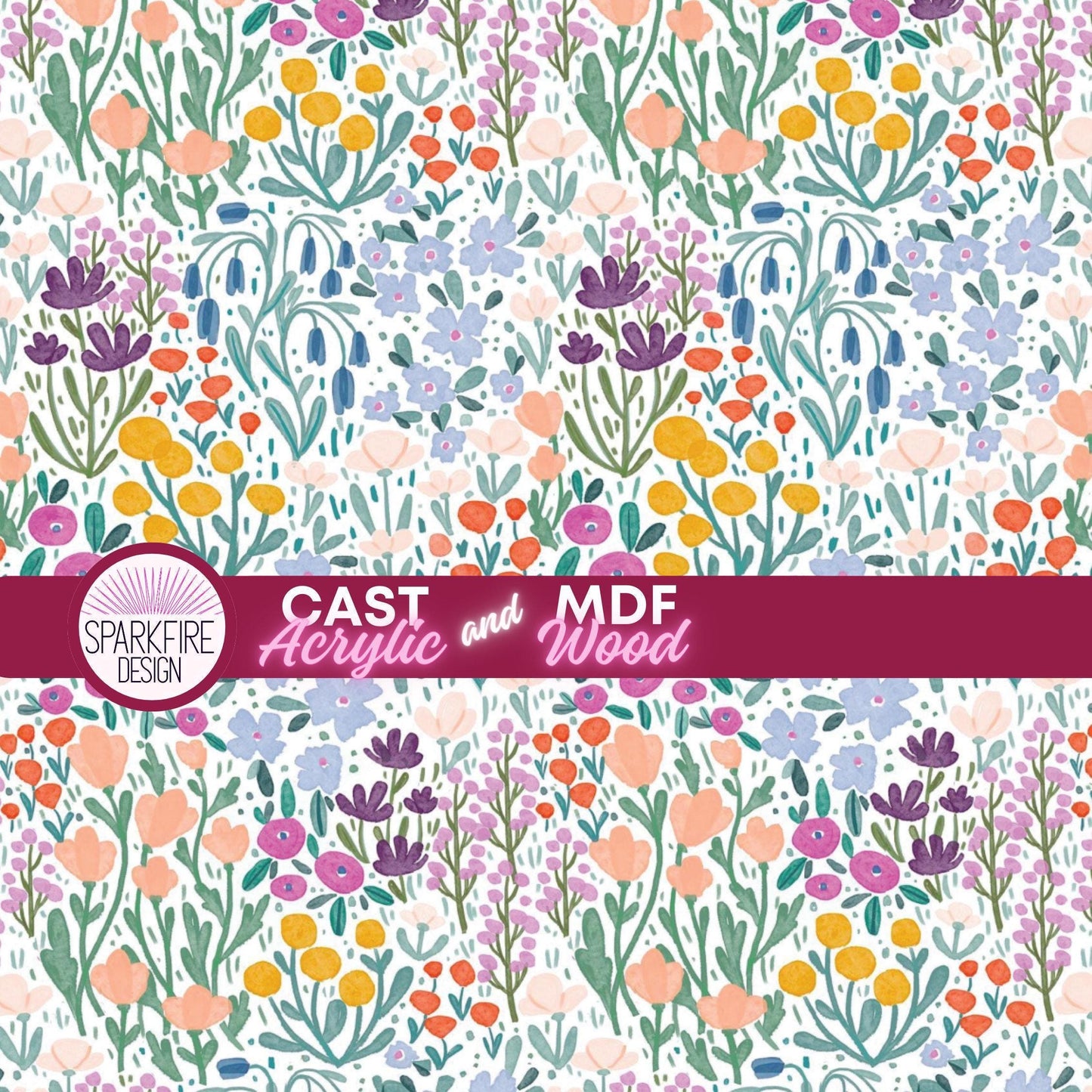 a colorful floral pattern with the words cast and mdf above it