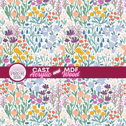 a colorful floral pattern with the words cast and mdf above it