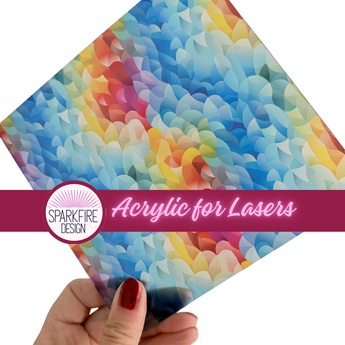 Clear Core Acrylic Sheet - Laser Cut Printed Patterned Acrylic Jewelry & Cup Toppers Patterned Cast Acrylic, Flex and Wood for Lasers