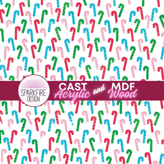 Candy Cane Acrylic Sheet - Patterned Christmas Laser Acrylic for Earrings and Ornaments