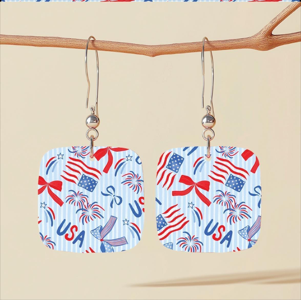 Patterned Acrylic Sheet – Laser Cut Acrylic With Red White Blue Flags & Preppy Bow Design Patterned Cast Acrylic, Flex and Wood for Lasers