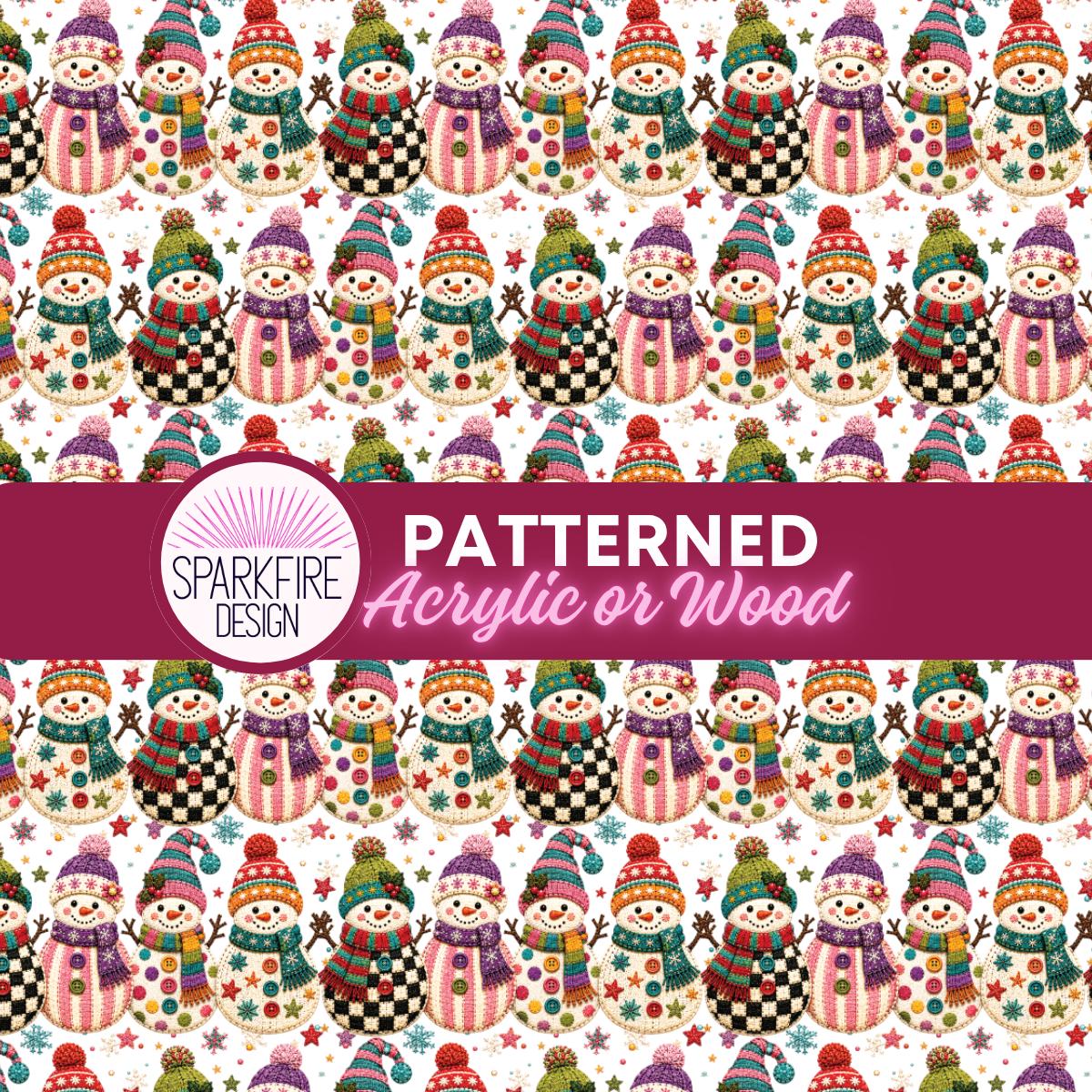 Patterned Laser Acrylic, Winter Snowman Floral Cut Sheet For C02