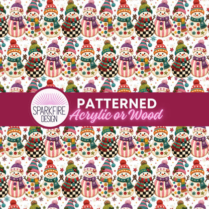 Patterned Laser Acrylic, Winter Snowman Floral Cut Sheet For C02