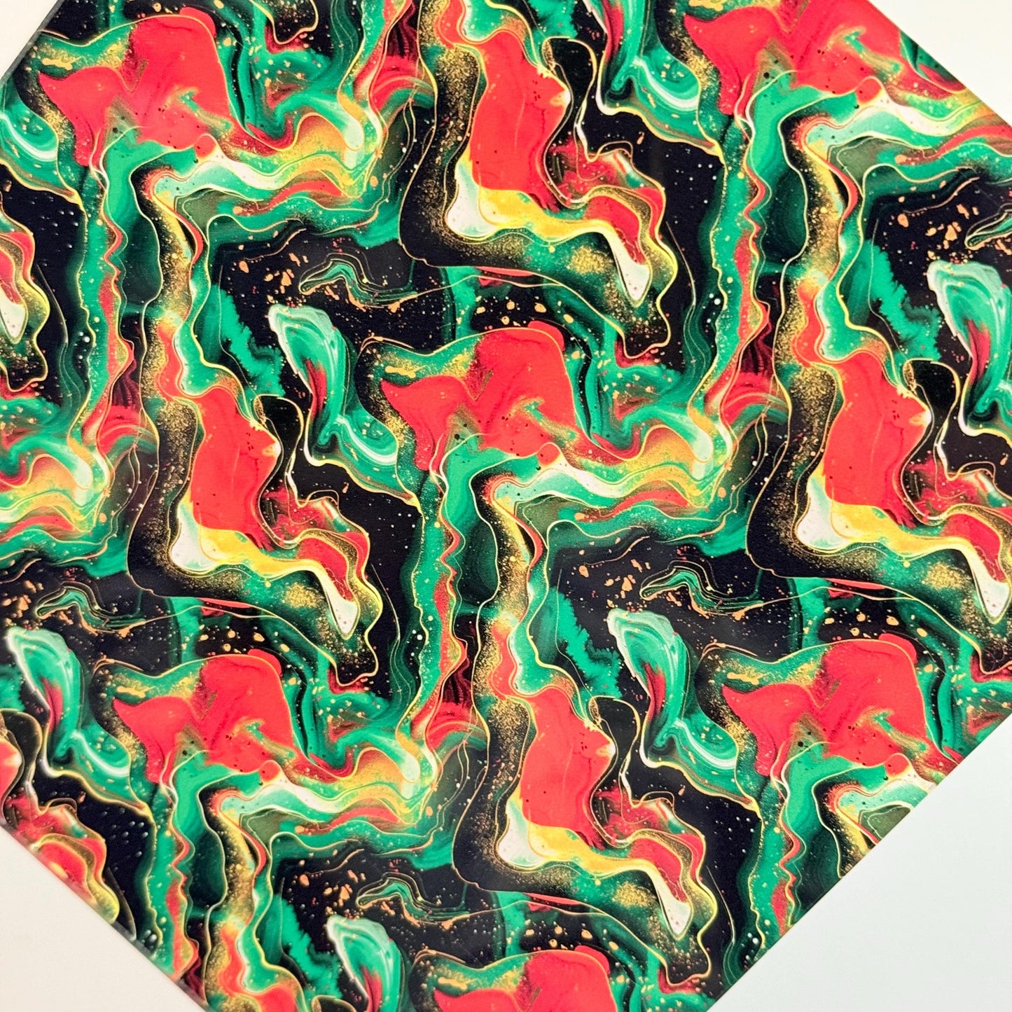 Red Green Christmas Acrylic Sheet - Patterned Cast Acrylic Swirl for Laser Cutting