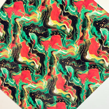 Red Green Christmas Acrylic Sheet - Patterned Cast Acrylic Swirl for Laser Cutting