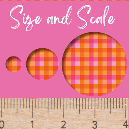 Pink Orange Gingham Patterned Cast Acrylic, Flex and Wood for Lasers