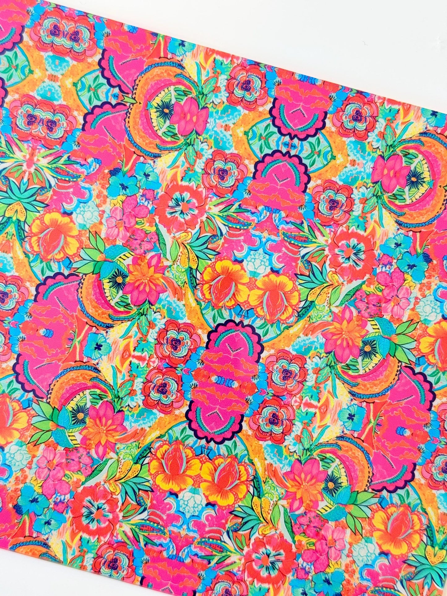 Pink Floral Design | White Cast Acrylic 5"x4" for Laser Cutting Patterned Cast Acrylic, Flex and Wood for Lasers