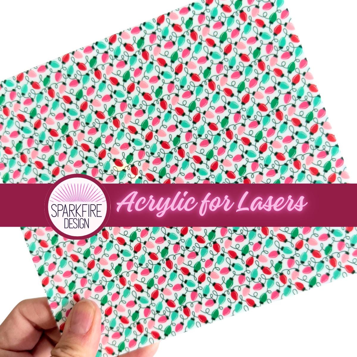 Christmas Lights Patterned Acrylic - Laser Cut Acrylic Sheet for Lasers | Red Green