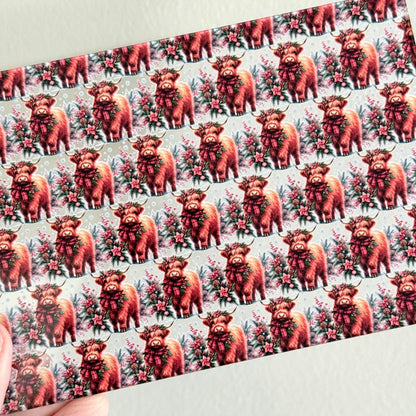Christmas Highland Cow UV Printed Acrylic Sheet for Lasers