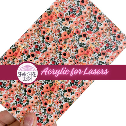 Autumn Floral Patterned Cast Acrylic, Flex and Wood for Lasers