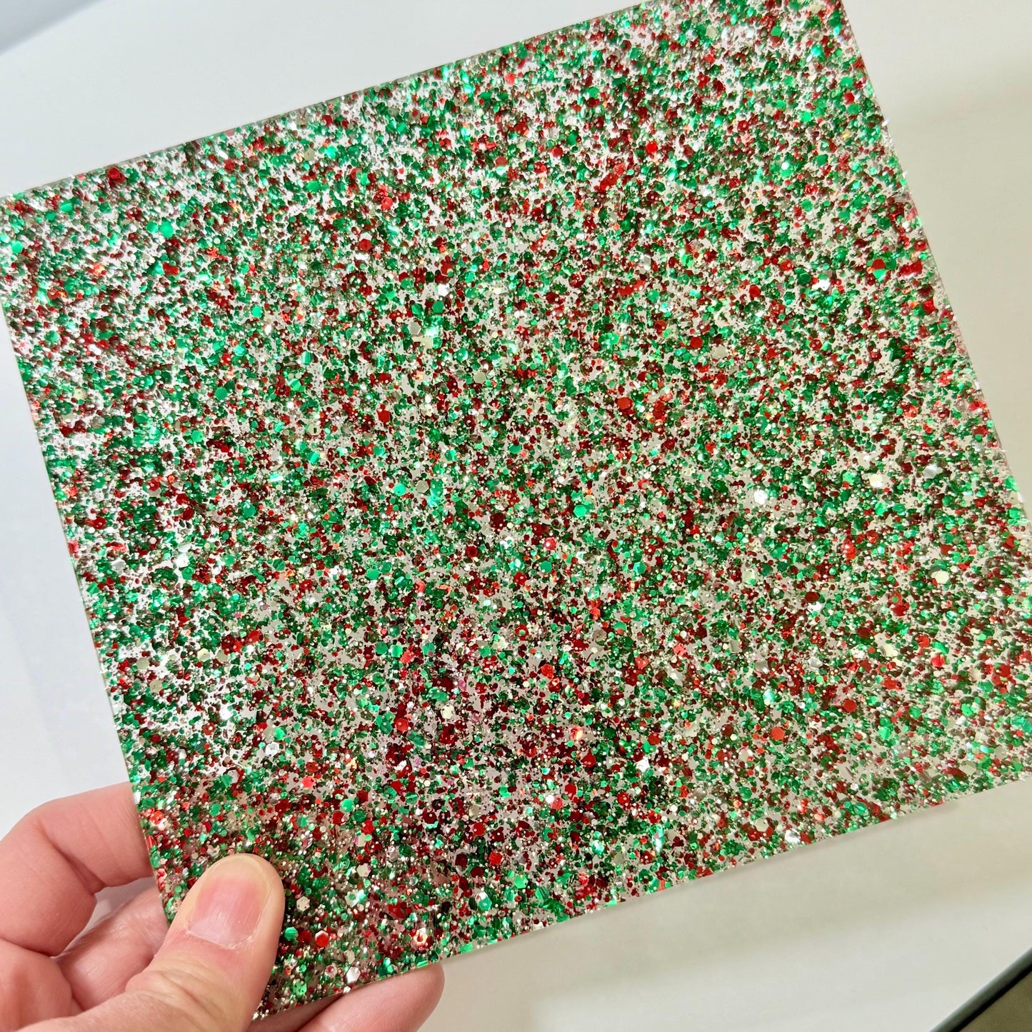 Christmas Glitter Acrylic Sheet - Red Green Sparkly Acrylic for Laser Cutting