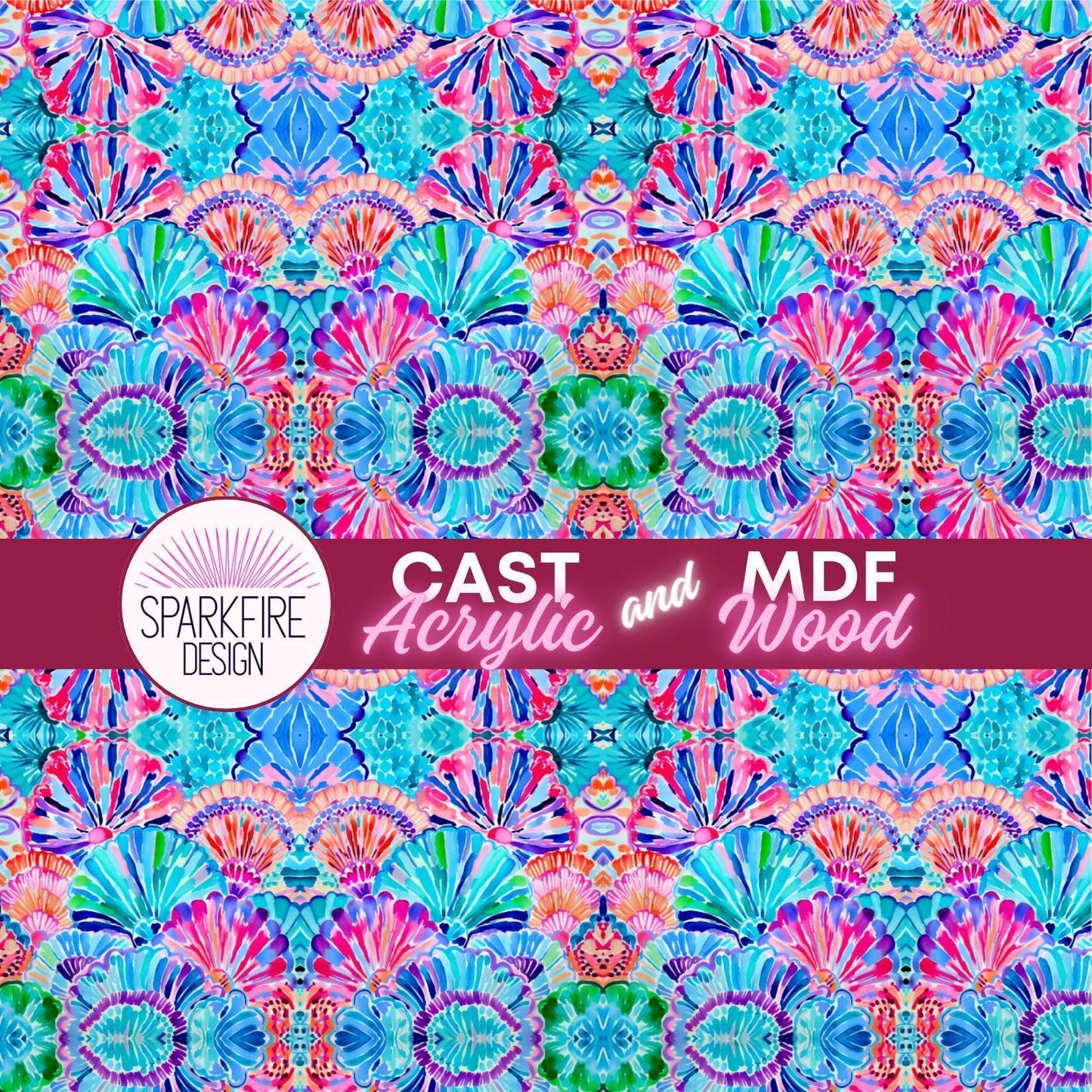 Preppy Pink and Blue Patterned Cast Acrylic, Flex and Wood for Lasers