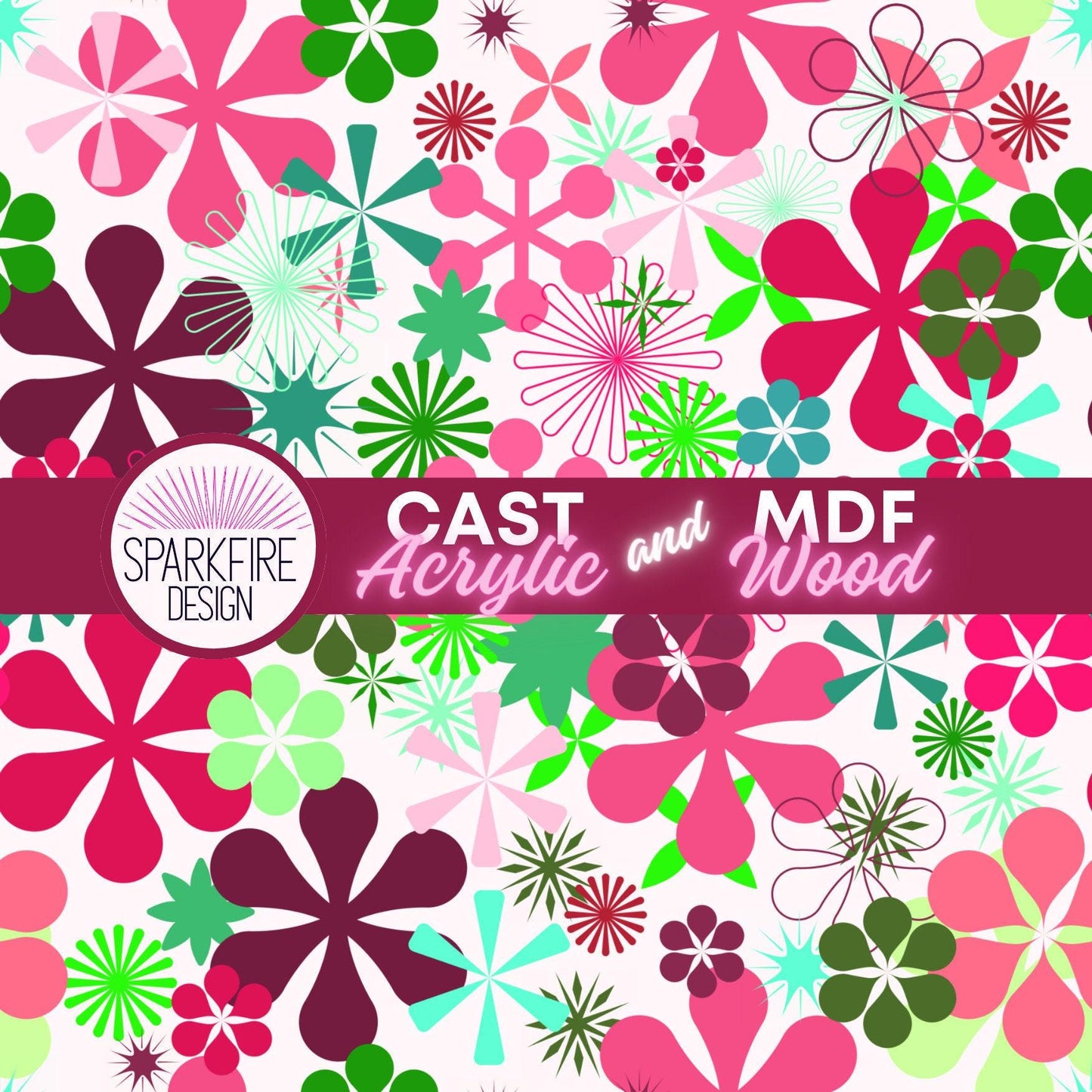 Pink and Green Christmas Acrylic Sheet -Preppy Christmas