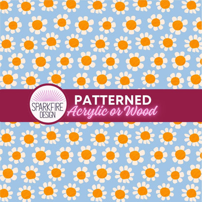 Flower Patterned Acrylic Sheet, Blue Daisy Floral Laser Acrylic or Flex or Wood