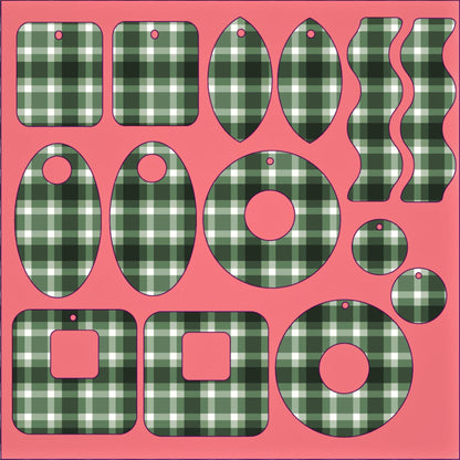 Green Gingham Plaid Acrylic Sheets –Christmas Patterned Acrylic for Jewelry Blanks & MDF Wood