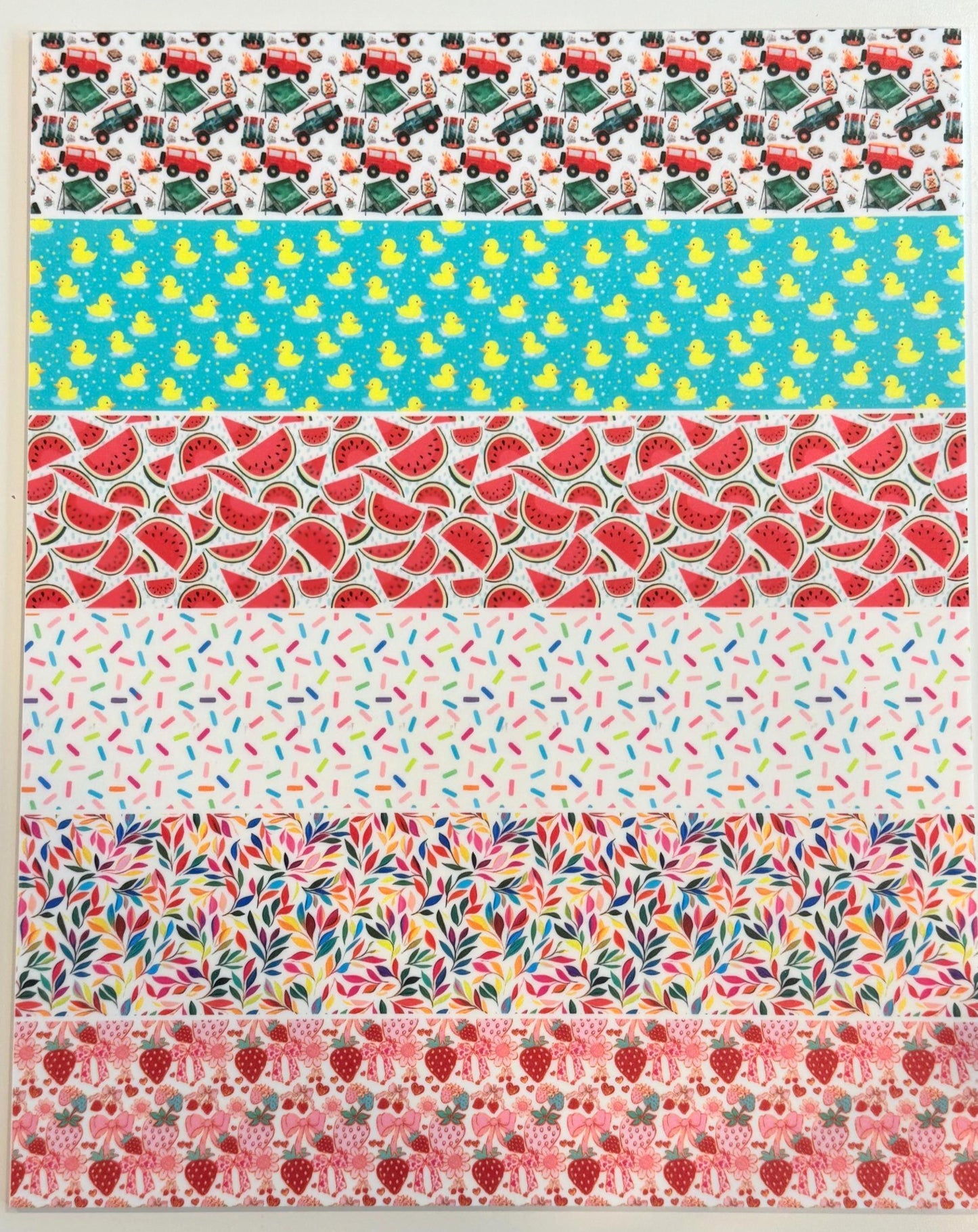 Summer UV Printed Acrylic Sheets - Watermelon Strawberry Patterned Laser Cuttable Acrylic 9.5x12"