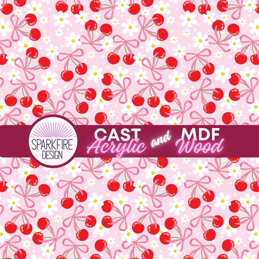 Cherry Bows and Fun Patterned Cast Acrylic, Flex and Wood for Lasers