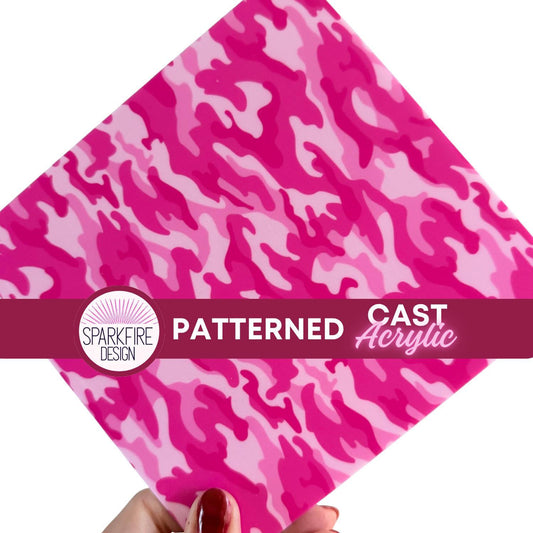 Pink Camoflauge Patterned Cast Acrylic, Flex and Wood for Lasers
