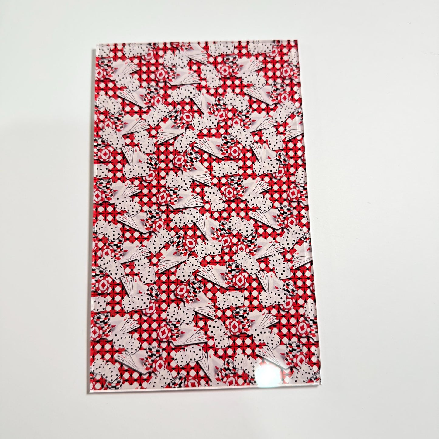 UV Printed Acrylic - Clear Core Gambling Card Sheet for Laser Cutting Projects Patterned Cast Acrylic, Flex and Wood for Lasers