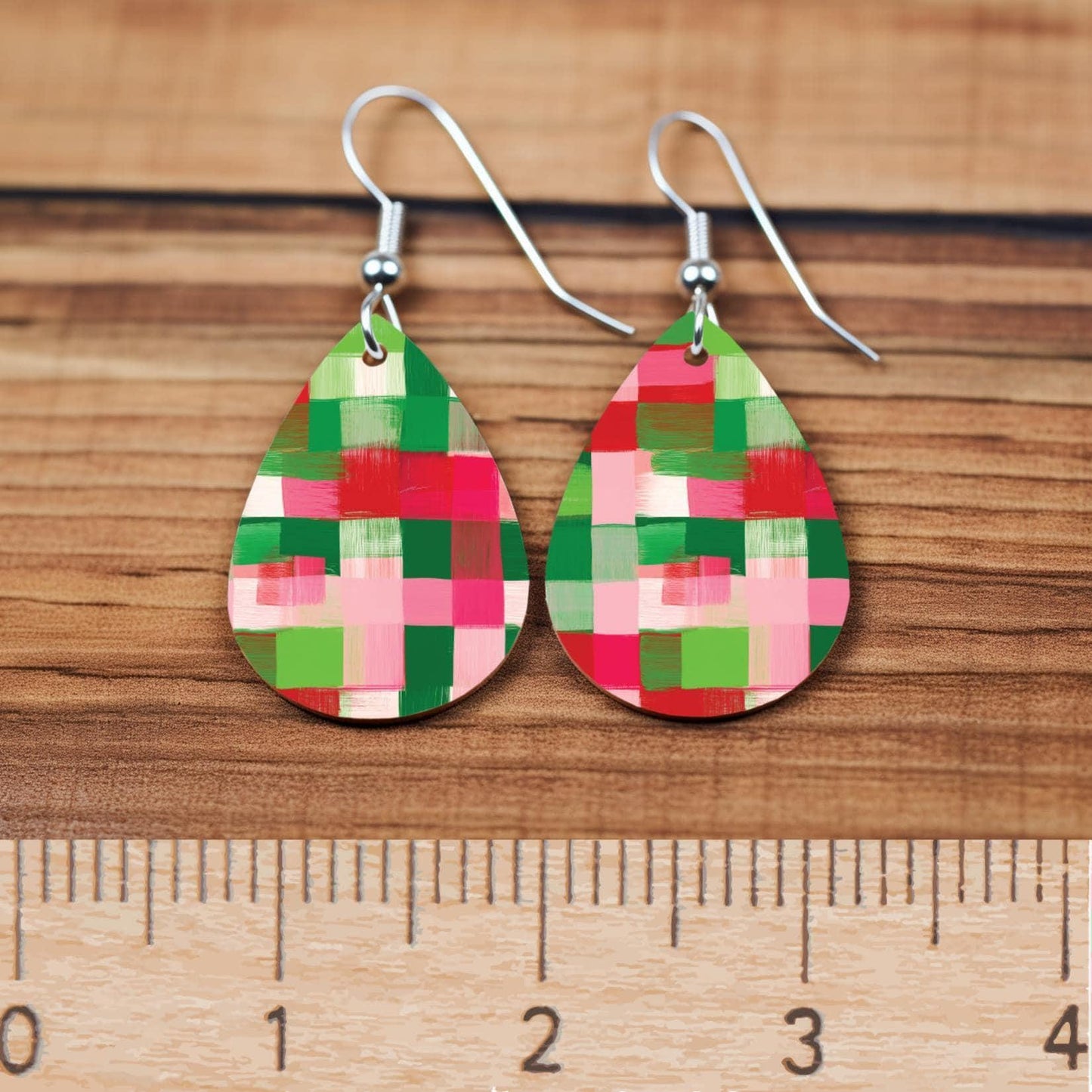 Christmas Plaid Acrylic - Patterned Cast Sheets for Laser Cutting | Red Green Pink Panels