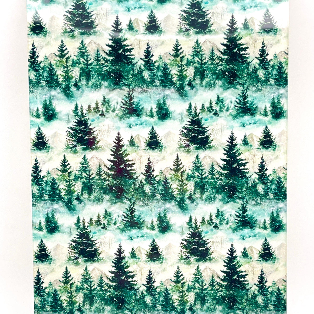 Patterned Acrylic Sheet, Mountain Snowy Trees For Laser Cutting