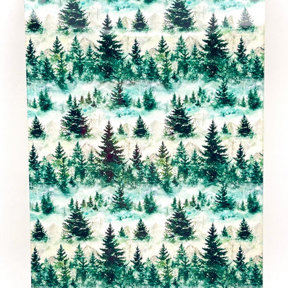Patterned Acrylic Sheet, Mountain Snowy Trees For Laser Cutting
