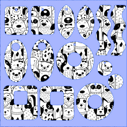 Black and White Dogs Patterned Cast Acrylic, Flex and Wood for Lasers
