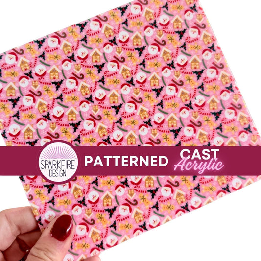 Pink Gingerbread Patterned Acrylic Sheet - Cast Acrylic & Patterned Wood for Laser Cutting | Christmas Gingerbread Man Design