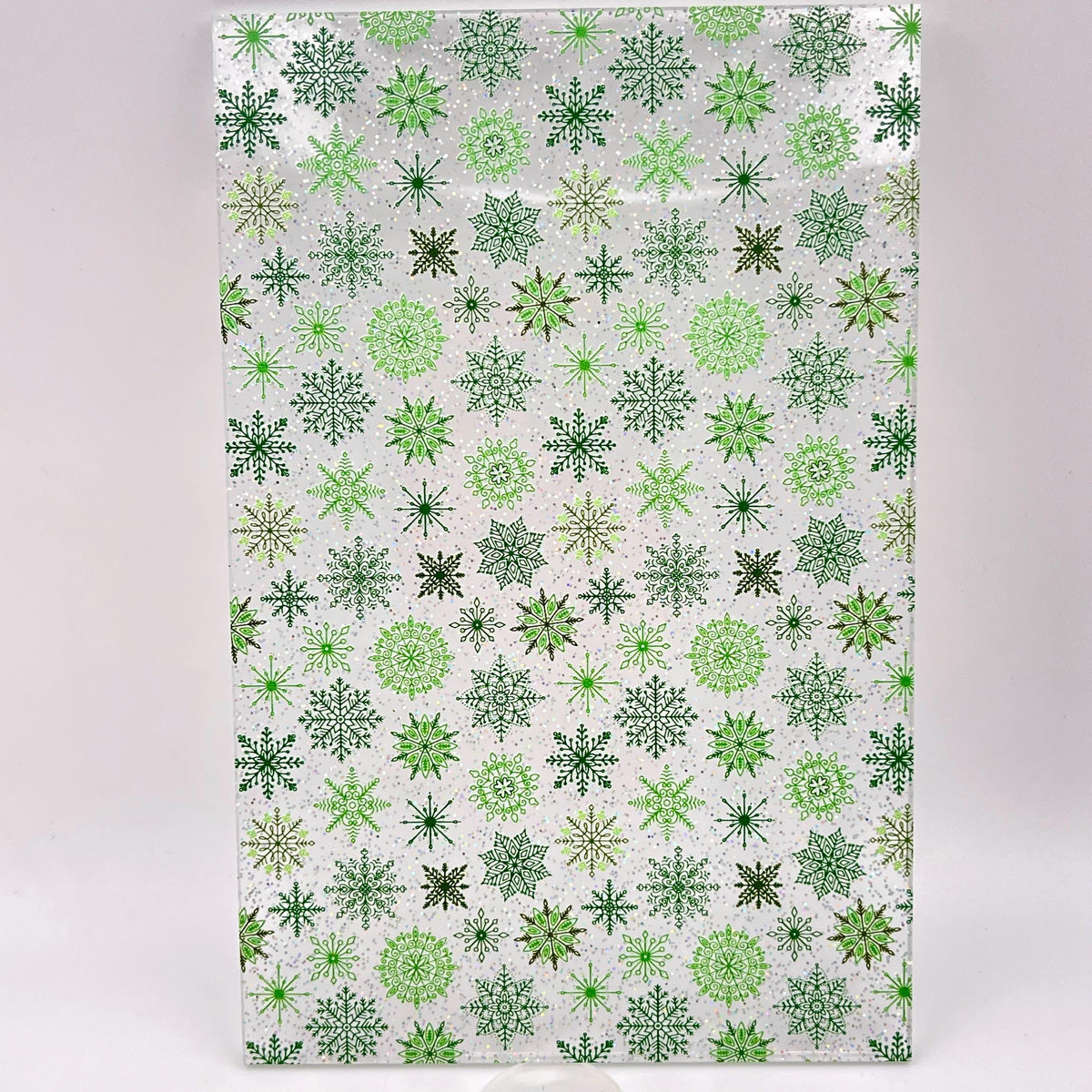 Snowflake Acrylic on Clear Glitter Acrylic for Lasers, Christmas Glitter Acrylic, Acrylic for Jewelry and Cup Toppers