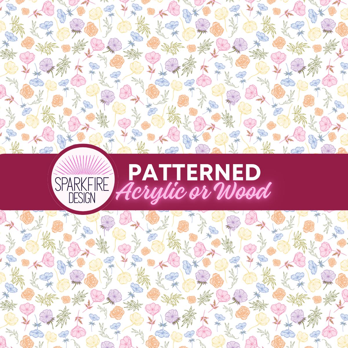 Patterned Acrylic Sheet, Pastel Floral Laser Cut Blank For Earrings