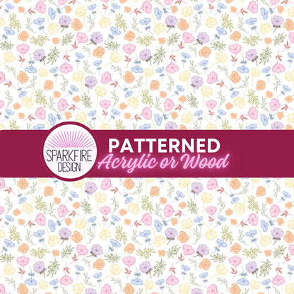 Patterned Acrylic Sheet, Pastel Floral Laser Cut Blank For Earrings