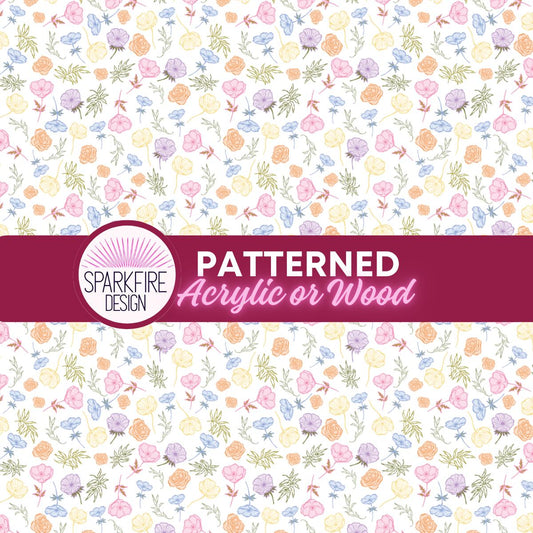 Patterned Acrylic Sheet, Pastel Floral Laser Cut Blank For Earrings