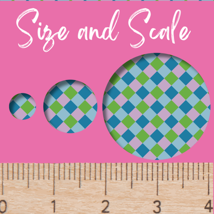 Blue Green and Pink Plaid Patterned Acrylic or Wood Patterned Cast Acrylic, Flex and Wood for Lasers