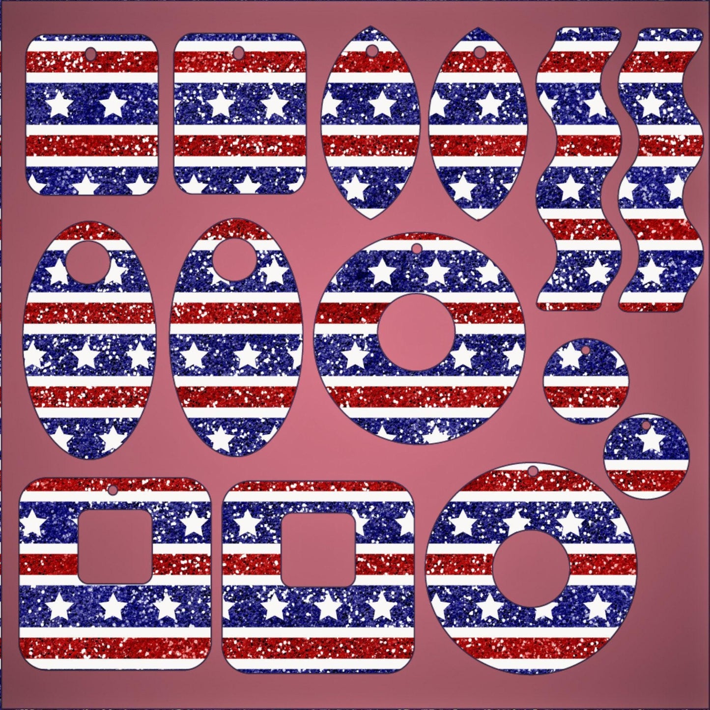 4th of July Stars and Stripes Design for Laser Cutting Patterned Cast Acrylic, Flex and Wood for Lasers