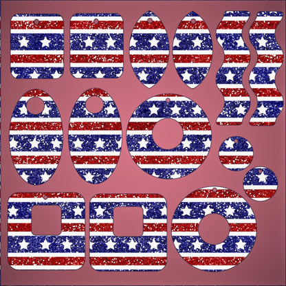 4th of July Stars and Stripes Design for Laser Cutting Patterned Cast Acrylic, Flex and Wood for Lasers