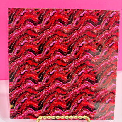 Patterned Acrylic Sheet - Red Pink 3mm Clear Cast Acrylic for Laser Cutting Patterned Cast Acrylic, Flex and Wood for Lasers