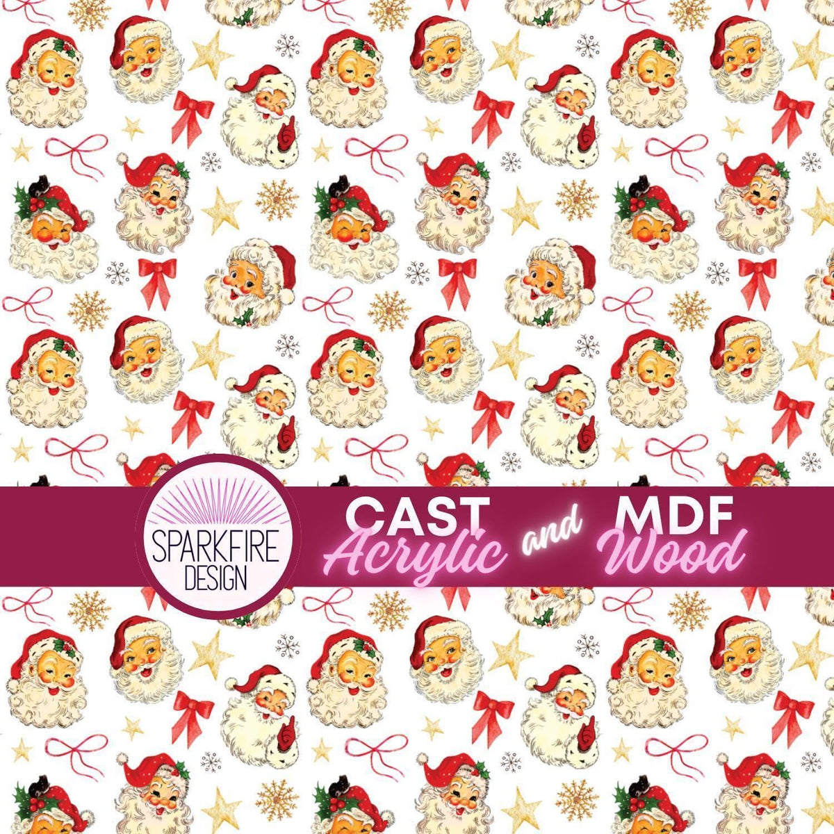Christmas Patterned Acrylic, Santa Laser Cast Acrylic Sheet