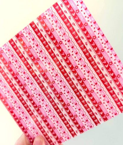 Laser Acrylic Sheets - Pink Red Stripes Patterned Clear Core 6x6 UV Printed Acrylic Patterned Cast Acrylic, Flex and Wood for Lasers