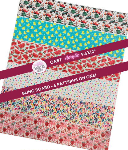 Summer UV Printed Acrylic Sheets - Watermelon Strawberry Patterned Laser Cuttable Acrylic 9.5x12"