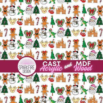 Mouse Christmas Patterned Acrylic | Laser  Acrylic Sheet With Custom Holiday Designs