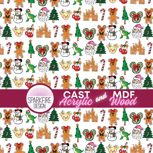 Mouse Christmas Patterned Acrylic | Laser  Acrylic Sheet With Custom Holiday Designs